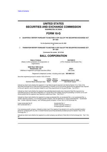 Thumbnail Ball Corporation
 10-Q Quarterly Report FY2026 