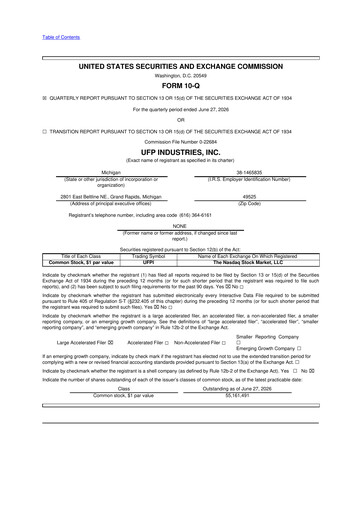Thumbnail UFP Industries
 10-Q Quarterly Report FY2026 