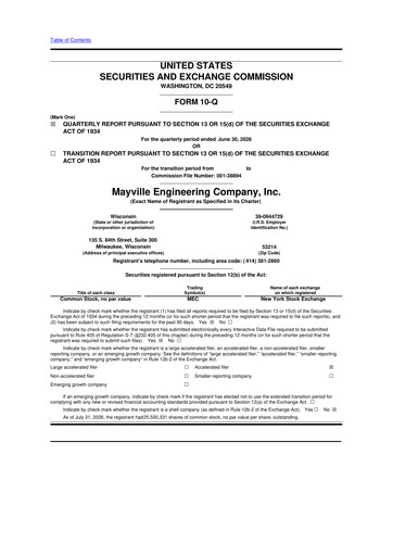 Thumbnail Mayville Engineering Company 10-Q Quarterly Report FY2026 