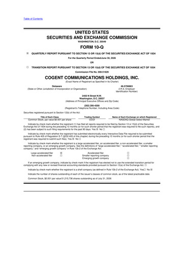 Thumbnail Cogent Communications
 10-Q Quarterly Report FY2026 