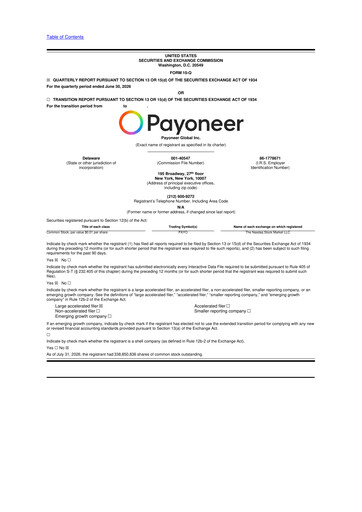 Thumbnail Payoneer 10-Q Quarterly Report FY2026 