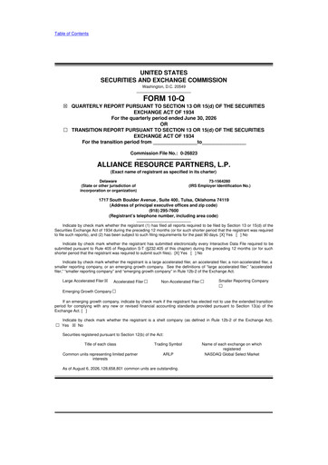 Thumbnail Alliance Resource Partners 10-Q Quarterly Report FY2026 