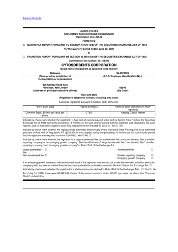 Thumbnail Cytosorbents 10-Q Quarterly Report FY2026 