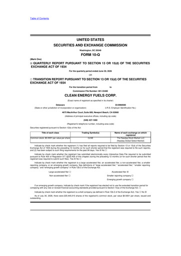 Thumbnail Clean Energy Fuels 10-Q Quarterly Report FY2026 