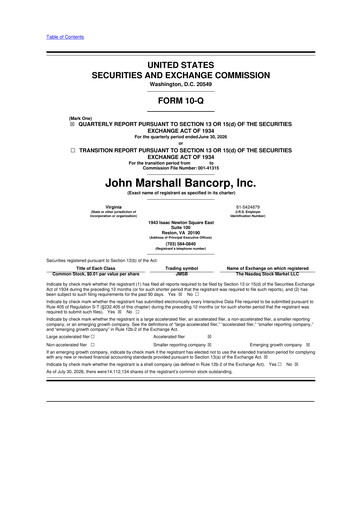 Vorschaubild John Marshall Bancorp 10-Q Quartalsbericht 2026 