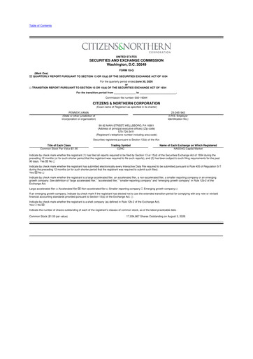Thumbnail Citizens & Northern Corp 10-Q Quarterly Report FY2026 
