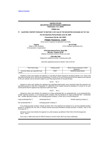 Thumbnail Primis Financial 10-Q Quarterly Report FY2026 