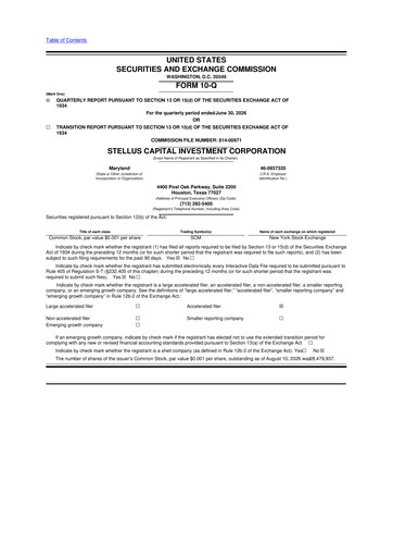 Thumbnail Stellus Capital Investment Corporation 10-Q Quarterly Report FY2026 