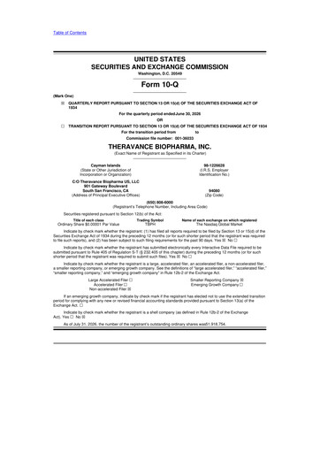 Thumbnail Theravance Biopharma
 10-Q Quarterly Report FY2026 