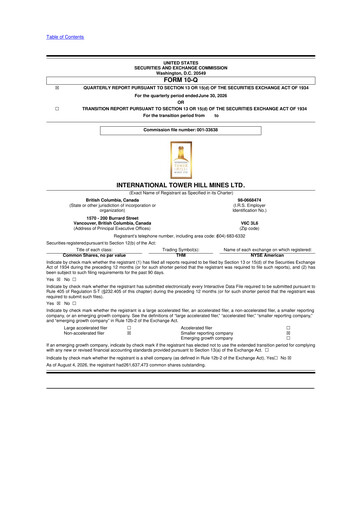 Thumbnail International Tower Hill Mines 10-Q Quarterly Report FY2026 