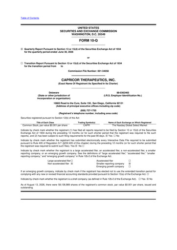 Vorschaubild Capricor Therapeutics
 10-Q Quartalsbericht 2026 