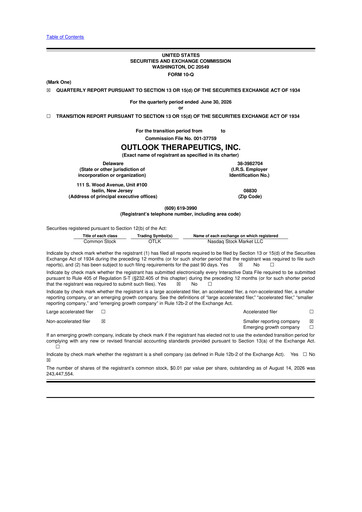 Thumbnail Outlook Therapeutics
 10-Q Quarterly Report FY2026 