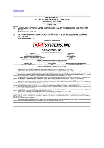 Miniature OSI Systems
 10-K Rapport annuel 2026