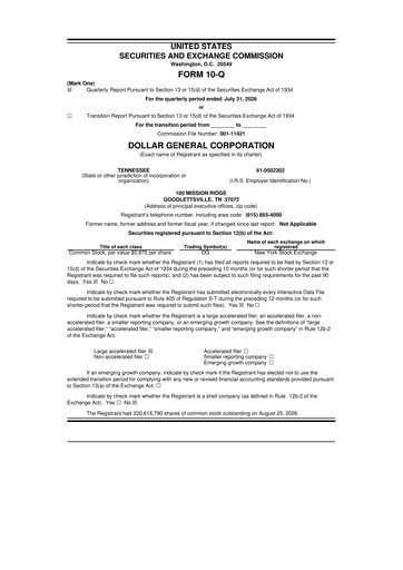 Thumbnail Dollar General 10-Q Quarterly Report FY2026 