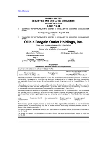 Miniature Ollie's Bargain Outlet
 10-Q Rapport trimestriel 2026 