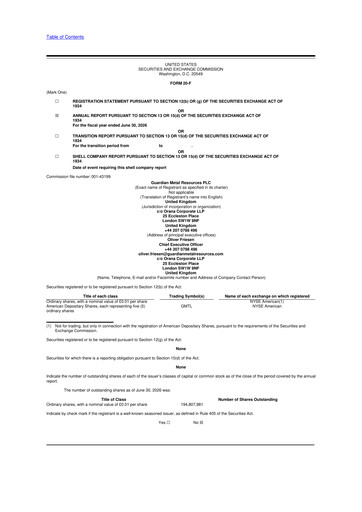 Thumbnail Guardian Metal Resources 20-F Annual Report 2026