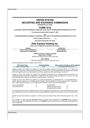 Miniature Elite Express 10-Q Rapport trimestriel 2026 Q3