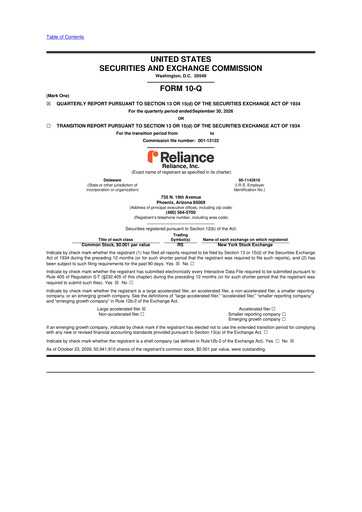Thumbnail Reliance


 10-Q Quarterly Report FY2026 Q3