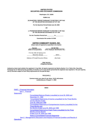 Miniature United Community Bank 10-Q Rapport trimestriel  
