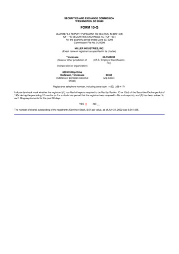 Thumbnail Miller Industries 10-Q Quarterly Report FY 