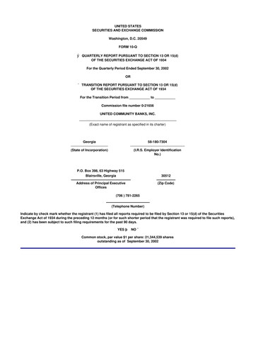 Miniature United Community Bank 10-Q Rapport trimestriel  