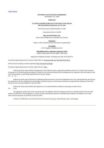 Thumbnail Miller Industries 10-K Annual Report 