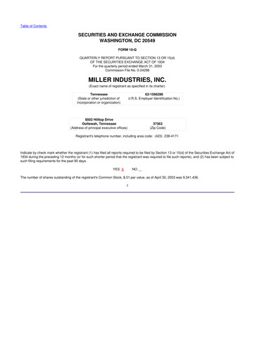 Thumbnail Miller Industries 10-Q Quarterly Report FY 