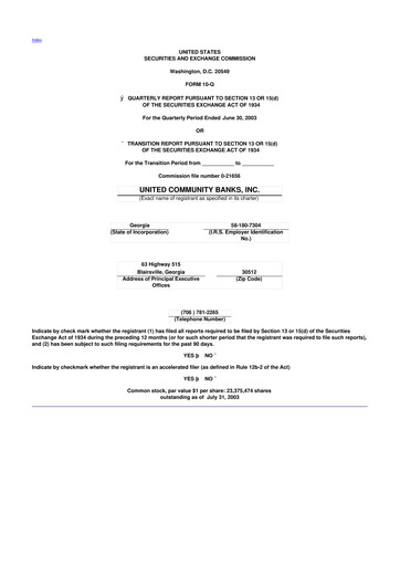 Miniature United Community Bank 10-Q Rapport trimestriel  