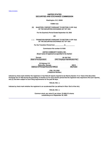 Miniature United Community Bank 10-Q Rapport trimestriel  