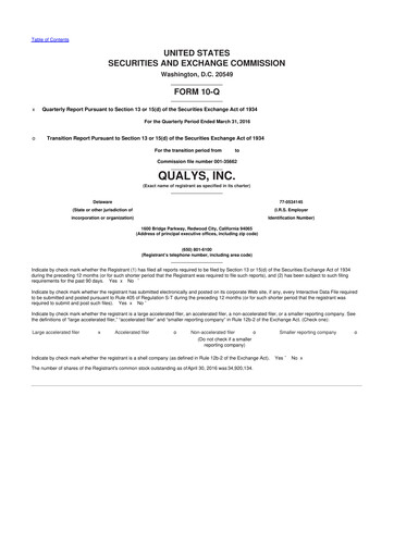 Thumbnail Qualys 10-Q Quarterly Report FY2016 