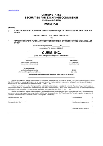 Thumbnail Curis 10-Q Quarterly Report FY2017 