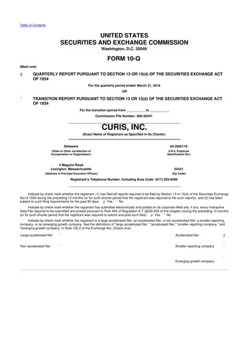 Thumbnail Curis 10-Q Quarterly Report FY2018 