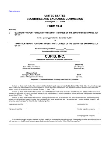 Thumbnail Curis 10-Q Quarterly Report FY2018 