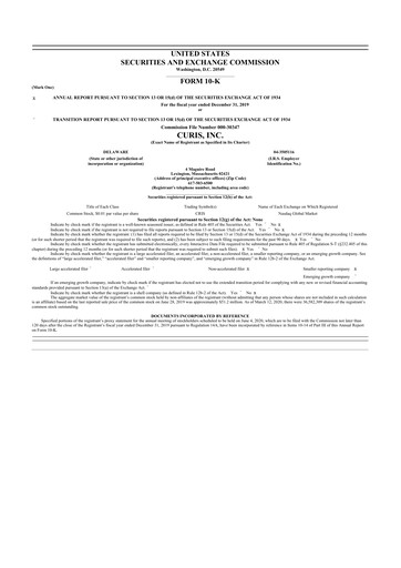 Thumbnail Curis 10-K Annual Report 2019