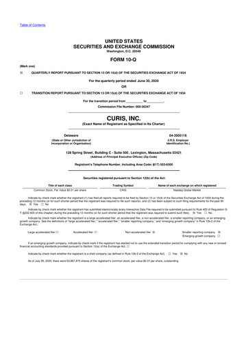 Thumbnail Curis 10-Q Quarterly Report FY2020 