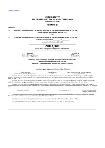 Thumbnail Curis 10-Q Quarterly Report FY2022 