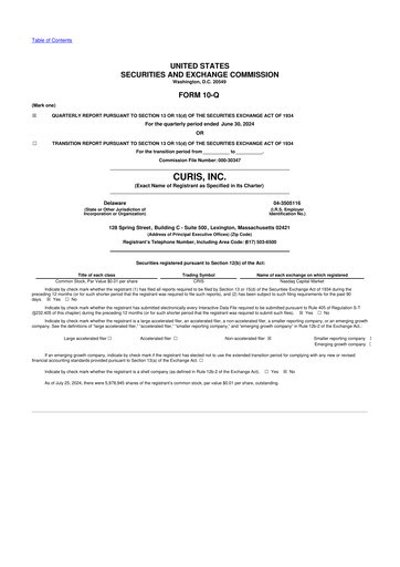 Thumbnail Curis 10-Q Quarterly Report FY2024 