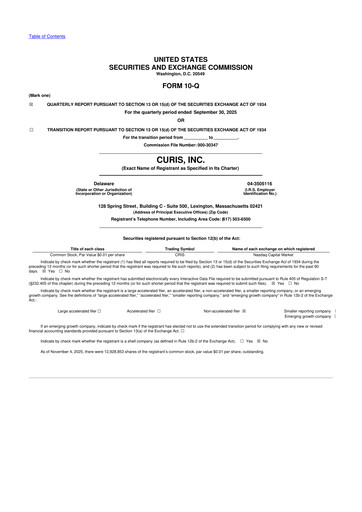 Thumbnail Curis 10-Q Quarterly Report FY2025 