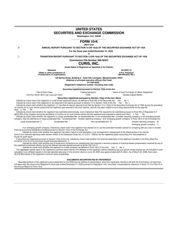 Thumbnail Curis 10-K Annual Report 2025