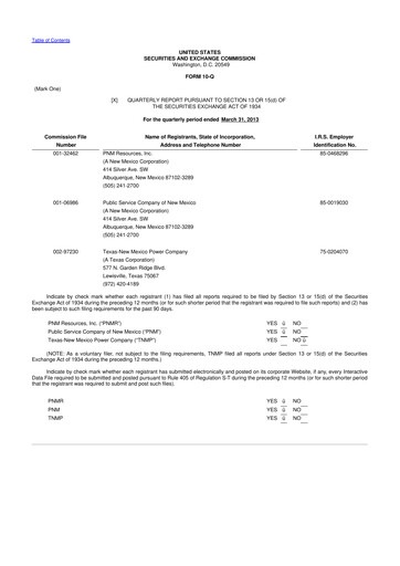 Thumbnail TXNM Energy 10-Q Quarterly Report FY2013 