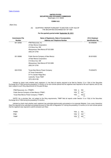 Thumbnail TXNM Energy 10-Q Quarterly Report FY2013 