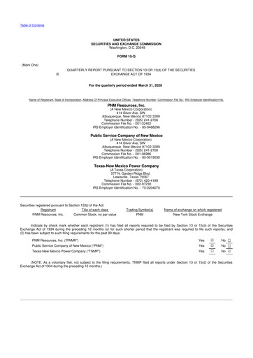 Thumbnail TXNM Energy 10-Q Quarterly Report FY2020 