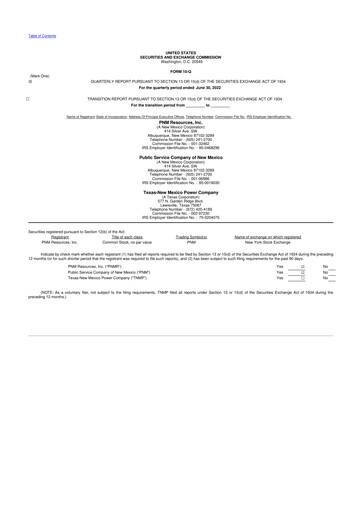 Thumbnail TXNM Energy 10-Q Quarterly Report FY2022 