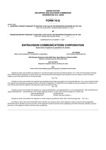 Thumbnail Entravision Communications
 10-Q Quarterly Report FY 