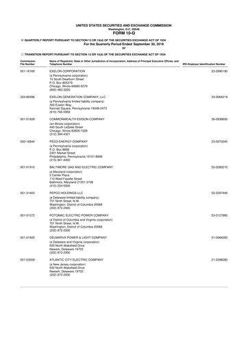 Thumbnail Exelon Corporation 10-Q Quarterly Report FY2019 