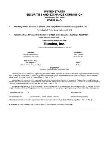 Thumbnail Illumina 10-Q Quarterly Report FY2015 