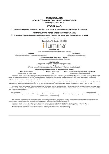 Thumbnail Illumina 10-Q Quarterly Report FY2020 