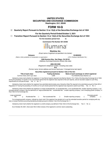 Thumbnail Illumina 10-Q Quarterly Report FY2021 