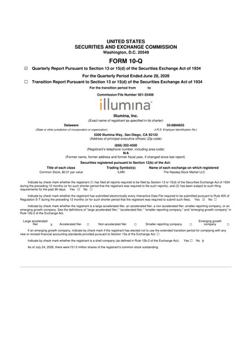 Thumbnail Illumina 10-Q Quarterly Report FY2026 