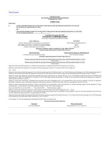 Thumbnail Visteon 10-K Annual Report 2014